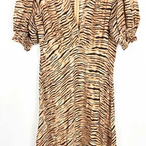 Faithfull the Brand Marie Louise Midi Dress Medium Wyldie Tiger Animal Print