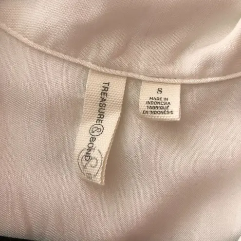 Treasure & Bond Womens Button Down Top Tie Waist Long Sleeve White S