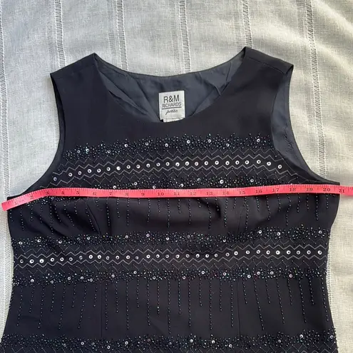 R & M Richards Dark Navy Embellished Evening Top