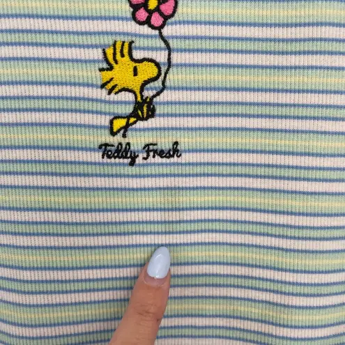Teddy Fresh x Peanuts Women's Striped Woodstock Ribbed Tank Top Size 1X