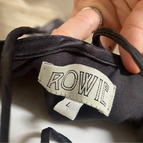 Rowie the Label Kassia strappy back deep V black slip maxidress gown Lar… Size L