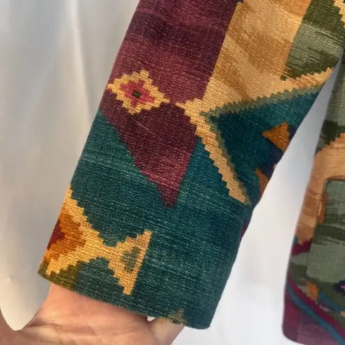 Sunbelt Vintage Colorful Aztec One Button Tunic Lightweight Jacket Blazer Sz M/L Green Size L