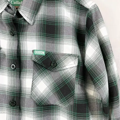 Dixxon Womens Flannel Top Large Callahan Plaid Street Grunge Heritage Overshirt Green