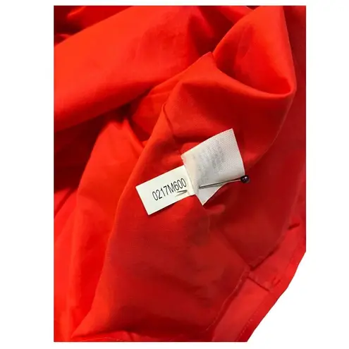 New Cremieux Dress Womens 4 Midi Smocked Back Ruffle Shoulder Summer Red Coastal