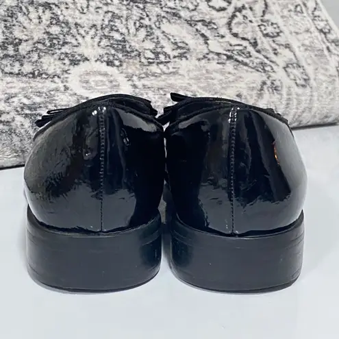Adrienne Vittadini PREMIERE Patent Loafers Bow Trim in Black Size 9 1/2