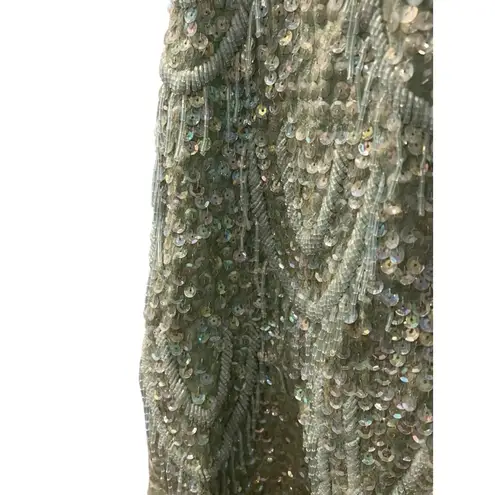 Vintage 60's Alexander's Wool Beaded Fringe Sequins Formal Top Size 40 Embroider Green Size M