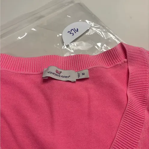 Vineyard Vines  Heritage Knit Cotton V-Neck Sweater Pink Size Medium Preppy