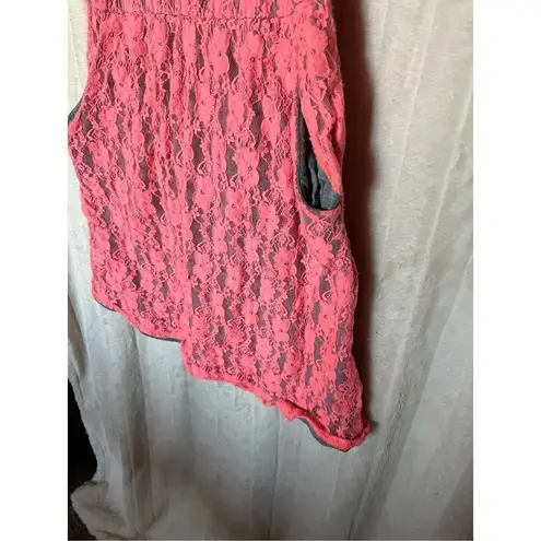 Vanity Grey With Pink Lace Dress Woman’s Size Small Gray
