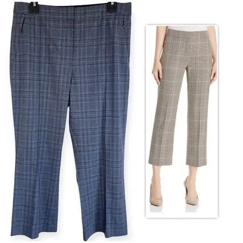 Elie Tahari Leena Plaid Cropped Pants (Blue Plaid) - Medium