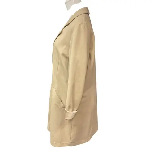 Isabella Bird Anthropologie Button Up Long Sleeve Pockets Knit Trench Coat Sz L Tan Size L