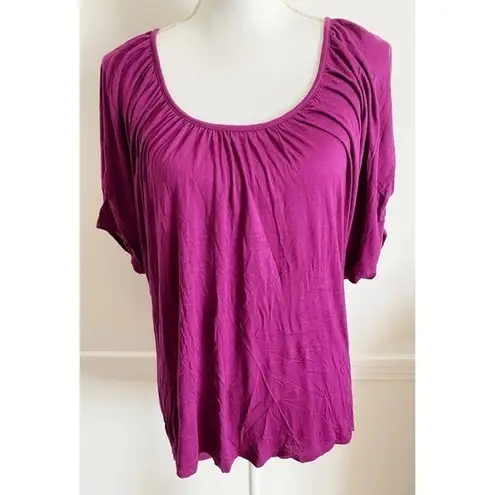 Whistles • Magenta Berry Ruched Neck Blouse Size 2