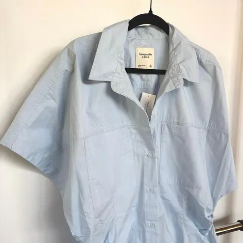 NWT Abercrombie & Fitch Baby Blue Pastel Shirt Dress Summer Lightweight XL