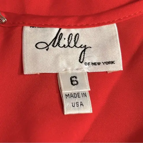 Milly of New York Red Butterfly Sleeve Silk Dress Size 6