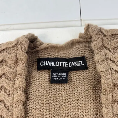 Charlotte Daniel Sleeveless Duster Cardigan Fringe Tan Knit Sweater Vest Size 8