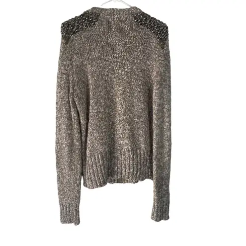 BKE Boutique Women's Size XL Brown Knit Lace Cottage Western Wool Blend Sweater