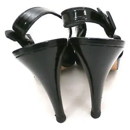 Authentic YSL Slingback Black Patent Leather High Heels Shoes 9.5 N Original Box