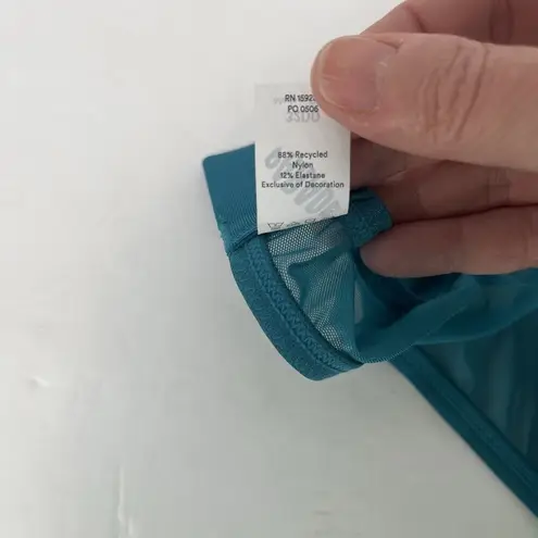 Parade Teal Blue Semi Sheer Plunge Underwire Bra sz 32DD Triangle Cup