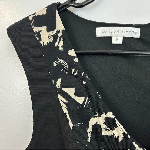 London Times Black & White Abstract Peplum Pencil Shift Dress Size 6