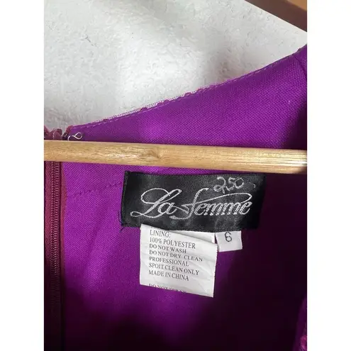 La Femme  Magenta Sequin Mini Short Cocktail Dress Size 6 Party Style 19464