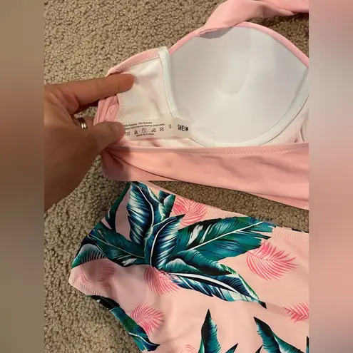 SheIn  2-piece Pink Tropical High Waisted Push-Up Bikini