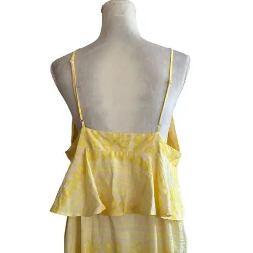 Future Collective Babydoll Yellow Maxi Dress Adjustable Straps & Ruffle Details Size 16