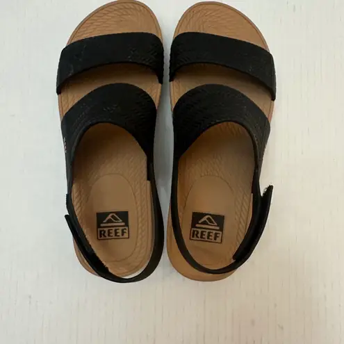 REEF Water Vista Sandals Womens 7 Black Two Strap Slingback Comfort Sandals