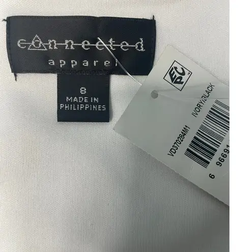 Connected Apparel Black White Floral Cap Sleeve Sheath Dress Size 6