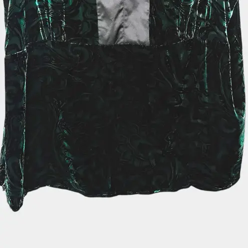 Silk Assets Velvet Paisley Sleeveless Top Women’s 1X Emerald Silk Rayon Babydoll Green