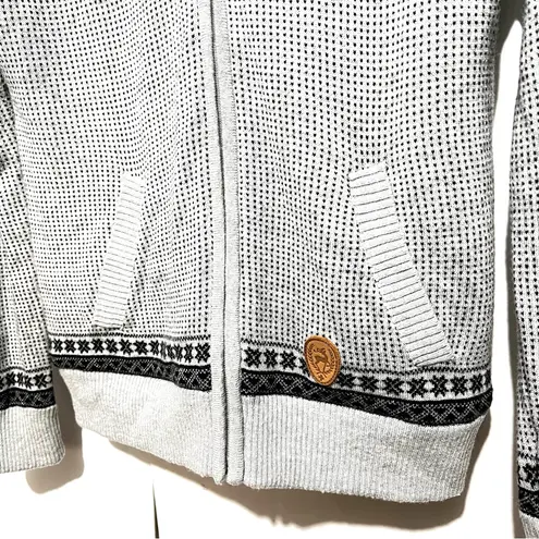 Sweater hoodie jacket bohemian wool blend:Box X: White Size L