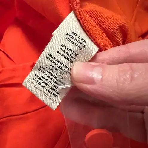 Soft Surroundings Superla Stretch Pull On Straight Leg Crop Pants Orange NWT 1X