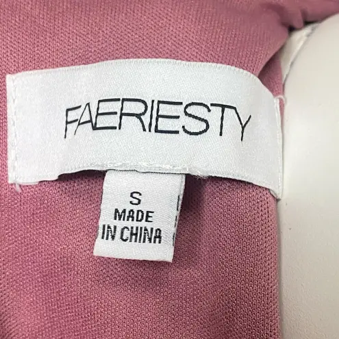 Faeriesty Dusty Rose VNeck Shear Long Sleeve Bridesmaid Dress Ruched A