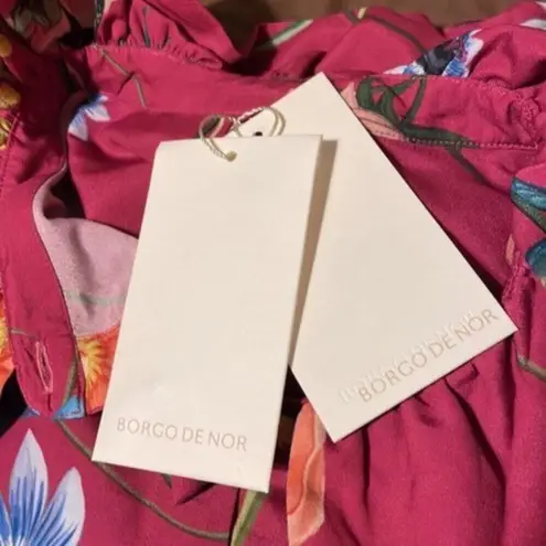 Borgo De Nor Floral blouse with ruffle collar Fuchsia size 8 Pink