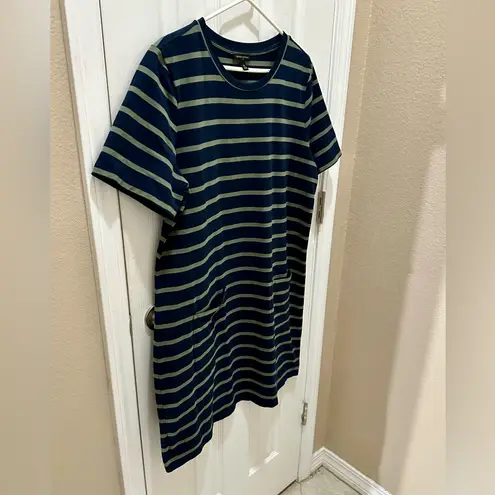 Banana Republic  striped t-shirt dress with front pockets size XL blue green