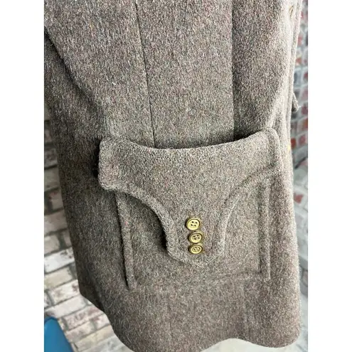 coat double breasted wool brown oversized collar union made Size L