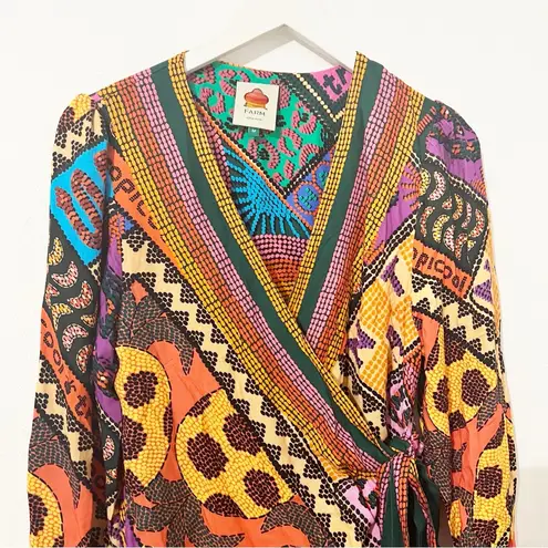 Farm Rio NEW Dotted Patch Scarf Wrap Dress Medium M