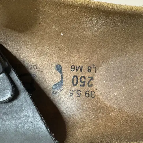 Betula Black Leather Triple Strap Cork Footbed Sandals Women's Size 39 5.5