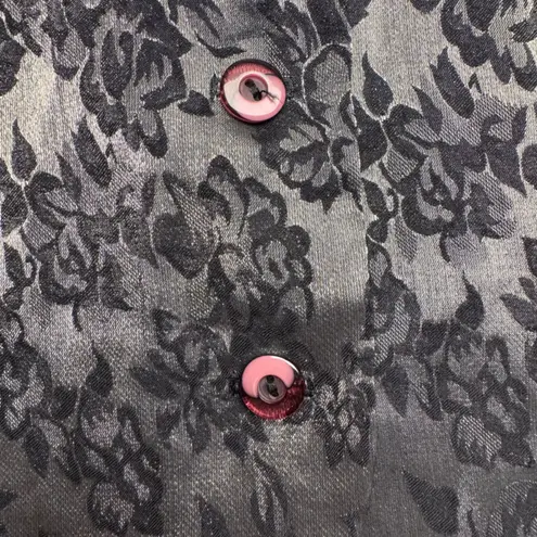 Classique Collections Women's Floral Vest Size S Pink Button V Neck Formal Black