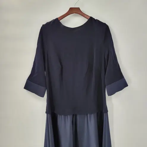 Tadashi Vintage Womens Evening Gown 18 Blue Satin Skirt Formal Maxi 3/4 Sleeve