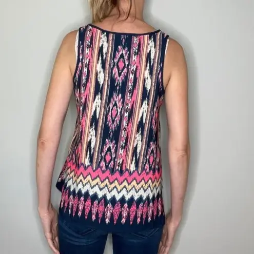 Le lis  Casual Multicolor Aztec Tank Top Blouse M Med Medium Blue Pink White USA