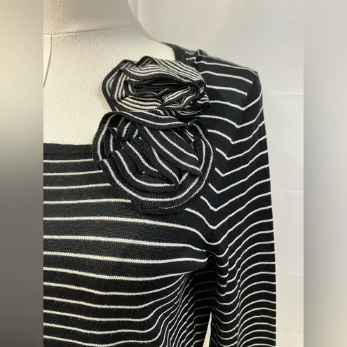Saks 5th Avenue Belford for Saks Fifth Avenue 100% Silk Square Neck Long Sleeve Striped Blouse M