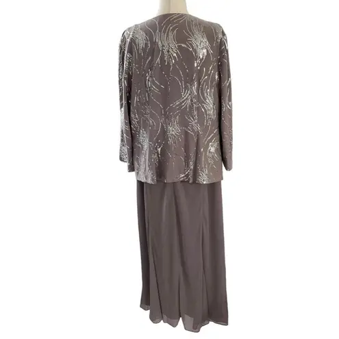 Alex Evenings  Women Size 18 2pc Set Gray Party Dress Sequin Formal 21-934