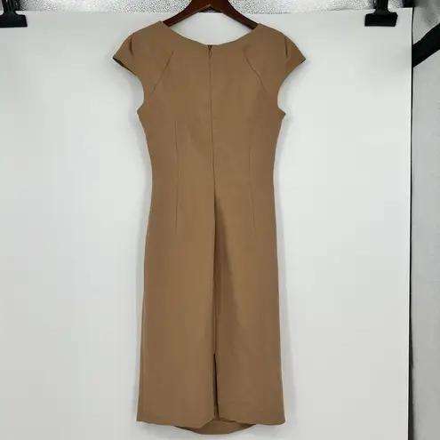 LK Bennett CAMEL brown CAP SLEEVE PENCIL Davina sheath luxury DRESS US size 6