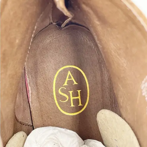 Ash Joy Block Heeled Ankle Boots Light Brown Suede Leather Women's Size 39 / 8