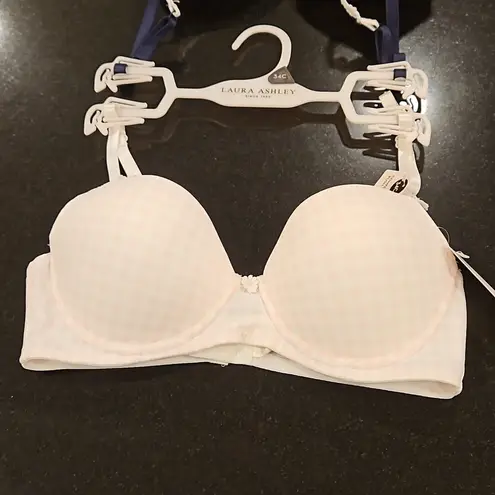 Laura Ashley ππ Comfort Push Up Bras (2 Pack) Pink Checkers & Navy Blue 34C NWT