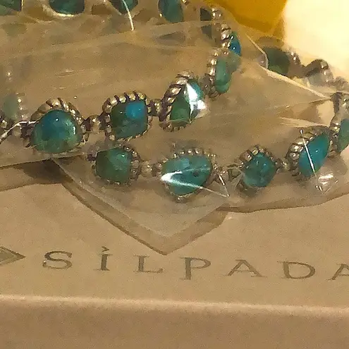 Silpada Turquoise Pools Sterling Silver Turquoise Bangle Bracelet B3218 NIB