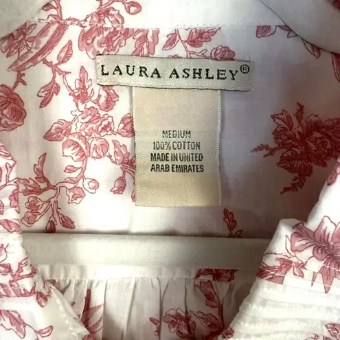 Laura Ashley Nightgown Robe Women M/L White Red Toile Cottage Coquette Housecoat