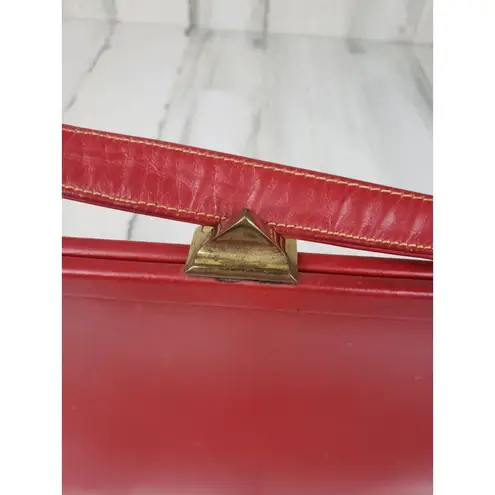 Solid Red Mini Clasped Handbag Women's Small Purse