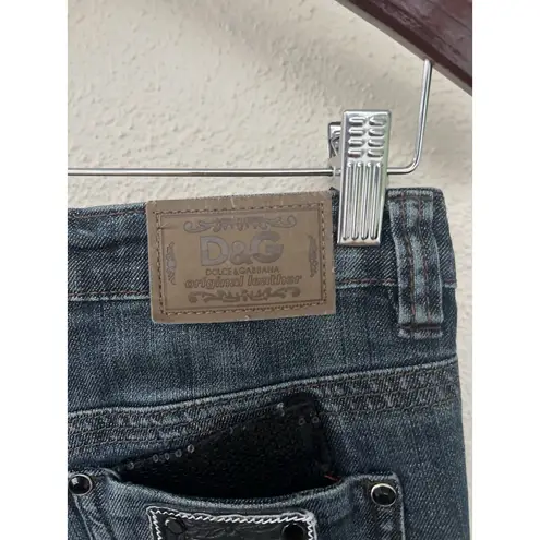 Dolce & Gabbana VTG Y2K D&G  Sequin Pocket Blue Distressed Jeans Size 27 Glam - Image 9