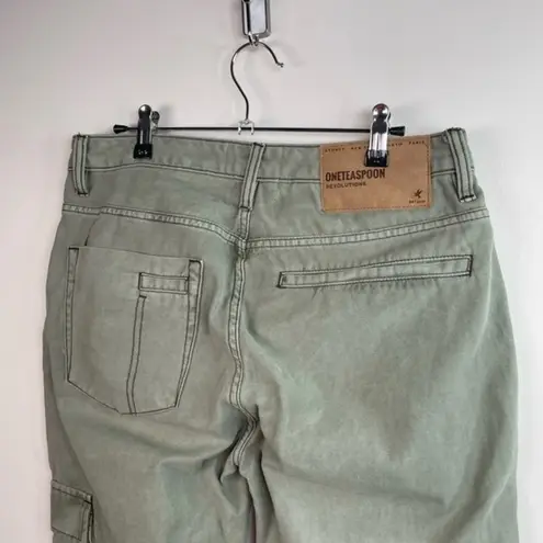 One Teaspoon ‎ Olive Straight Leg Cargo Utility Pant With Exposed Button Fly