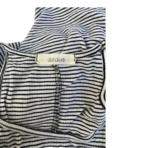 Amante Black White Stripe Trapeze Swing Tunic Top Stretch Cotton Blend Size M Size M
